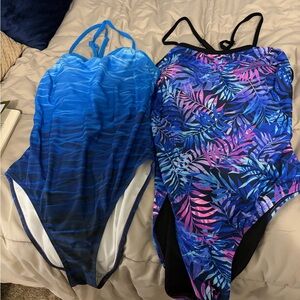 Blue and Multicolor Womens One Piece Swimsuits